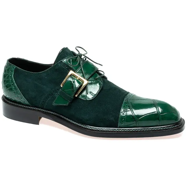 Mauri Mauri 1087/4 Alligator & Suede Cap Toe Buckle Derby