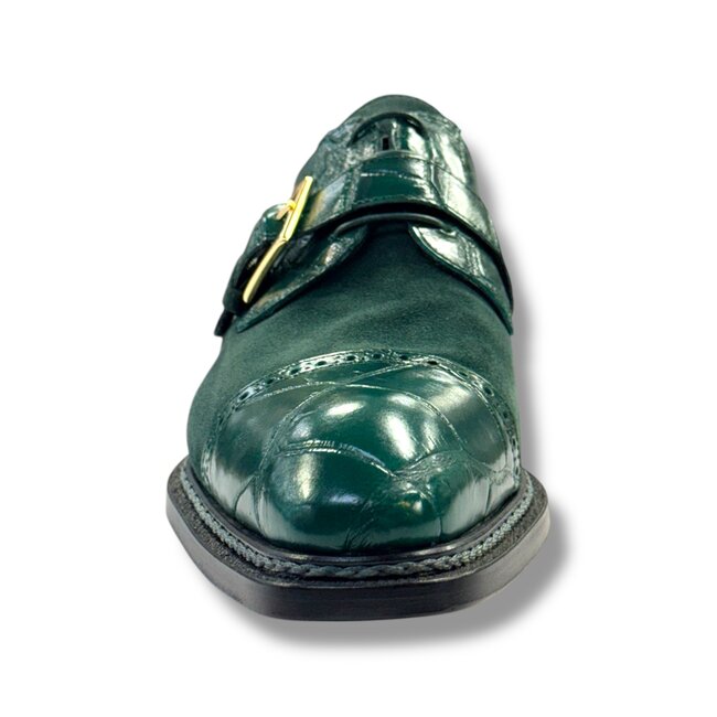 Mauri 1087/4 Alligator & Suede Cap Toe Buckle Derby