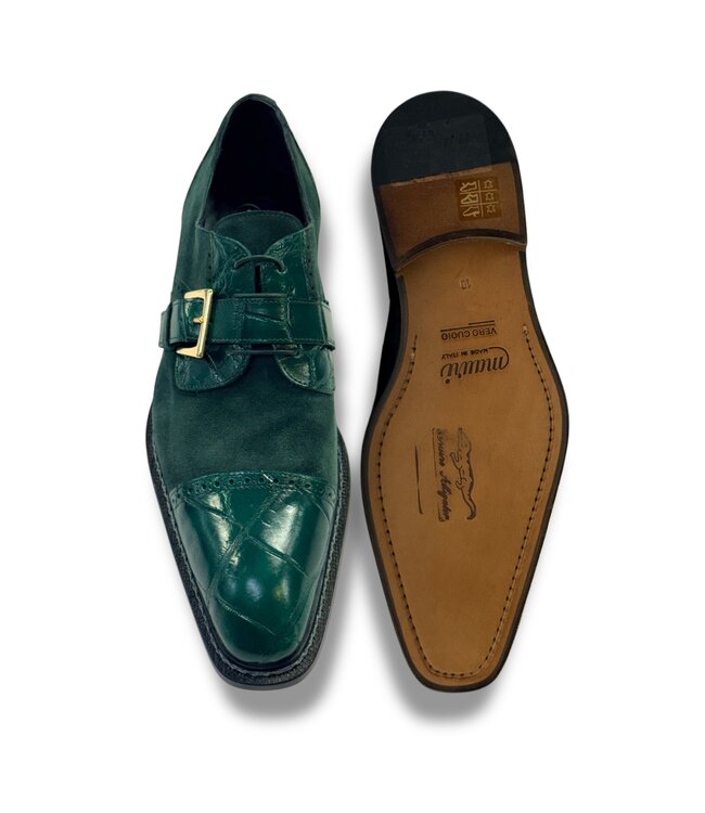 Mauri Mauri 1087/4 Alligator & Suede Cap Toe Buckle Derby