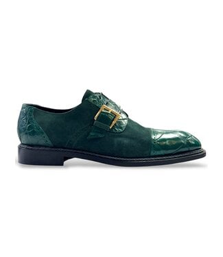 Mauri Mauri 1087/4 Alligator & Suede Cap Toe Buckle Derby