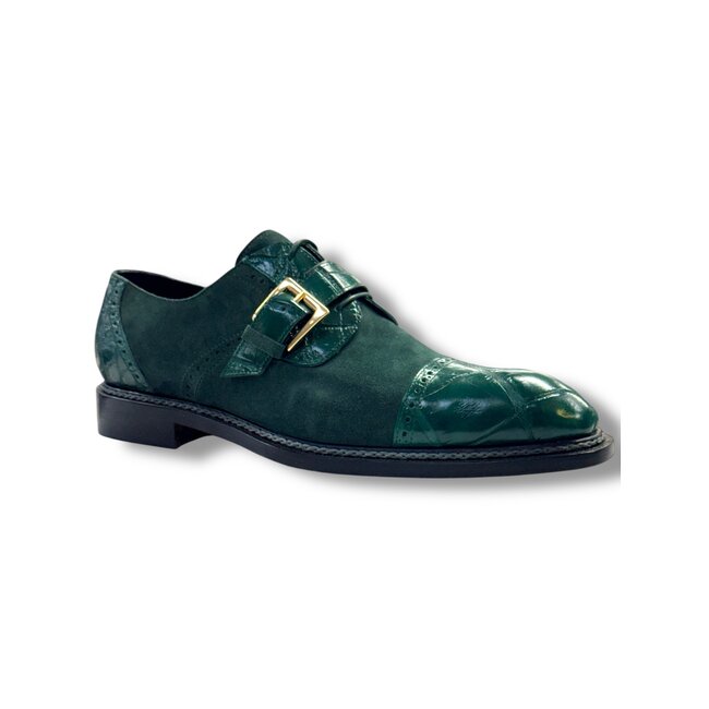 Mauri 1087/4 Alligator & Suede Cap Toe Buckle Derby