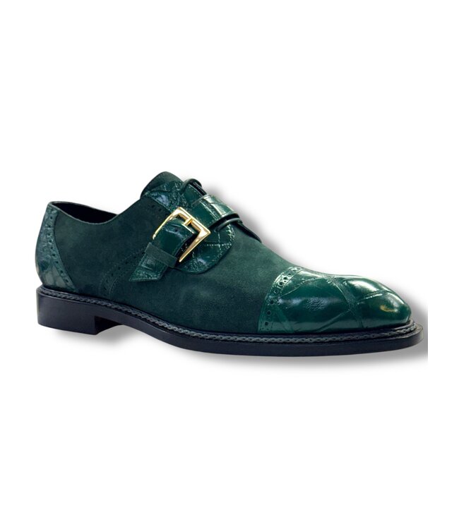 Mauri Mauri 1087/4 Alligator & Suede Cap Toe Buckle Derby