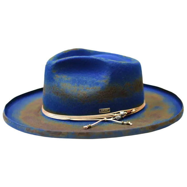 ORLEANS  WOOL FELT DISTRESSED FEDORA HAT WIDE PENCIL CURL