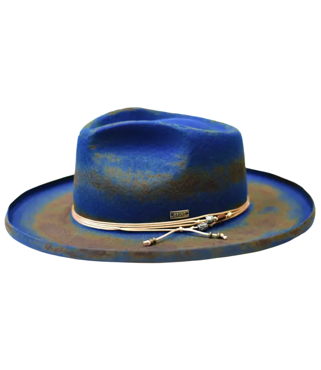 ORLEANS  WOOL FELT DISTRESSED FEDORA HAT WIDE PENCIL CURL