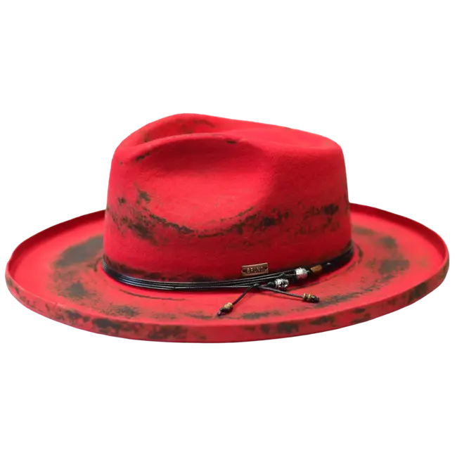 ORLEANS  WOOL FELT DISTRESSED FEDORA HAT WIDE PENCIL CURL