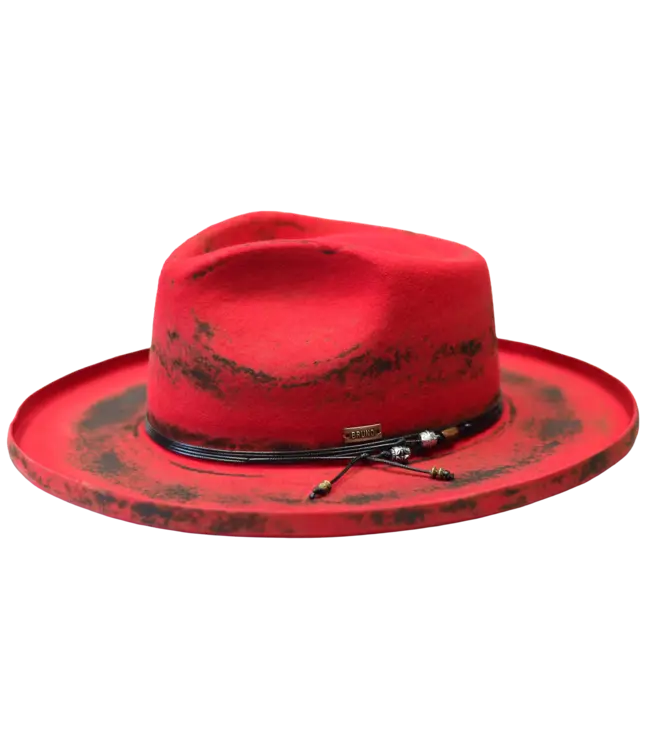 ORLEANS  WOOL FELT DISTRESSED FEDORA HAT WIDE PENCIL CURL