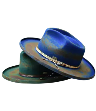 Bruno Capelo ORLEANS  WOOL FELT DISTRESSED FEDORA HAT WIDE PENCIL CURL