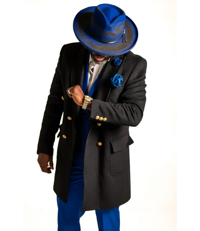 ORLEANS  WOOL FELT DISTRESSED FEDORA HAT WIDE PENCIL CURL