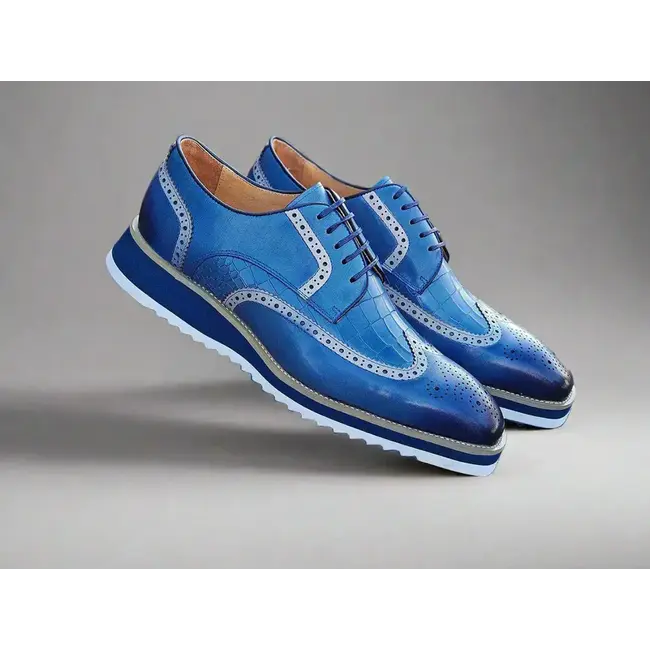 Carrucci Lace-up Leather Derby Shoes Wing-Tip