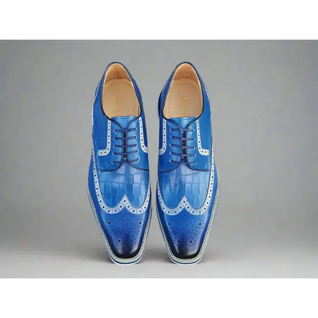 Carrucci Lace-up Leather Derby Shoes Wing-Tip