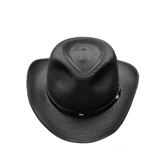 NASHVILLE STRAW  HAT CURLED BRIM TELESCOPE CROWN