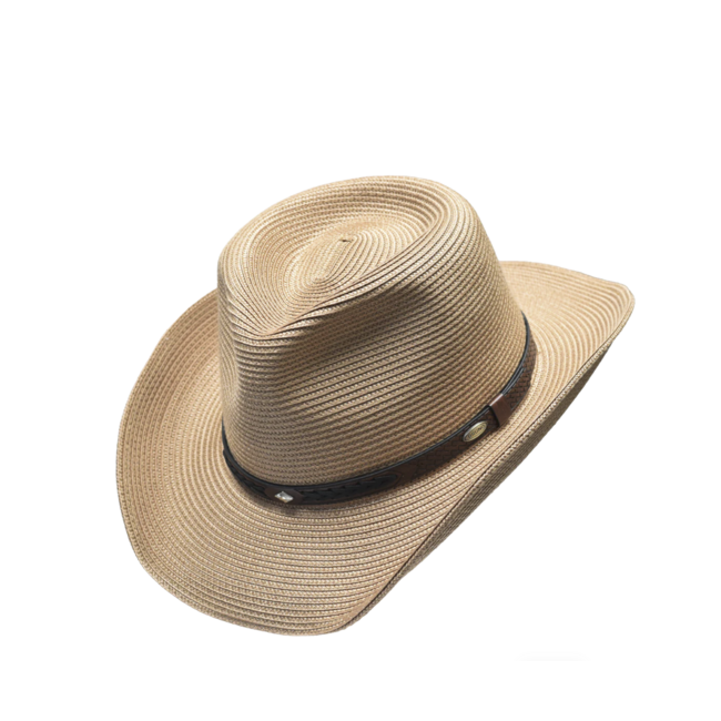 NASHVILLE STRAW  HAT CURLED BRIM TELESCOPE CROWN