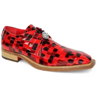 Emilio Franco Emilio Franco Santo Men's Shoes Red Multi Patent Leather Croc Print Oxford