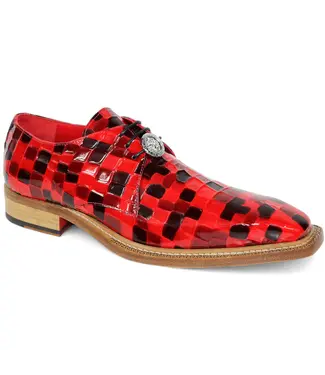 Emilio Franco Emilio Franco Santo Men's Shoes Red Multi Patent Leather Croc Print Oxford