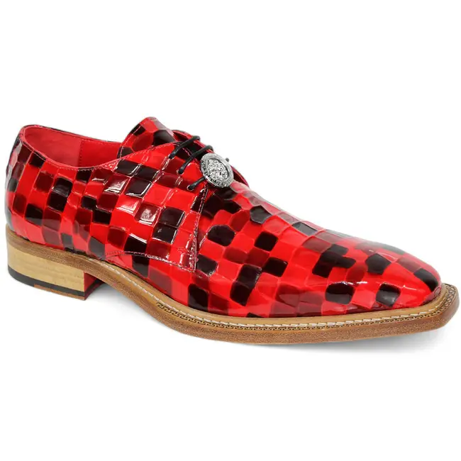 Emilio Franco Santo Men's Shoes Red Multi Patent Leather Croc Print Oxford