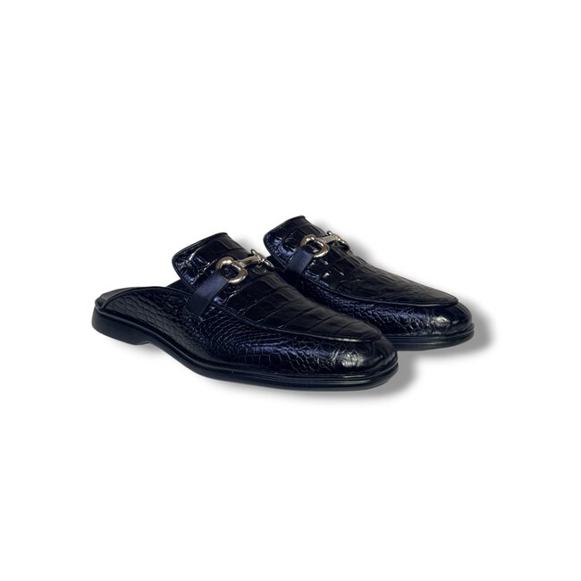Mule Duca SA493 Black Croc Embossed