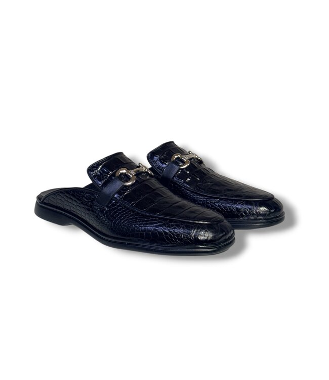 Duca Mule Duca SA493 Black Croc Embossed