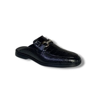 Duca Mule Duca SA493 Black Croc Embossed