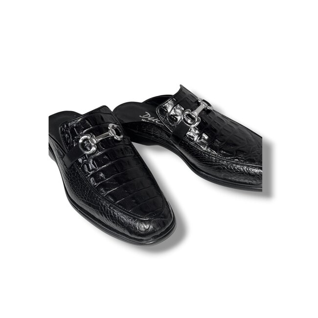 Mule Duca SA493 Black Croc Embossed
