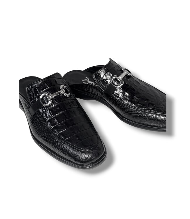 Duca Mule Duca SA493 Black Croc Embossed