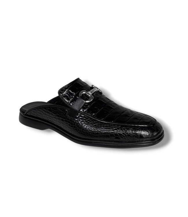 Duca Mule Duca SA493 Black Croc Embossed