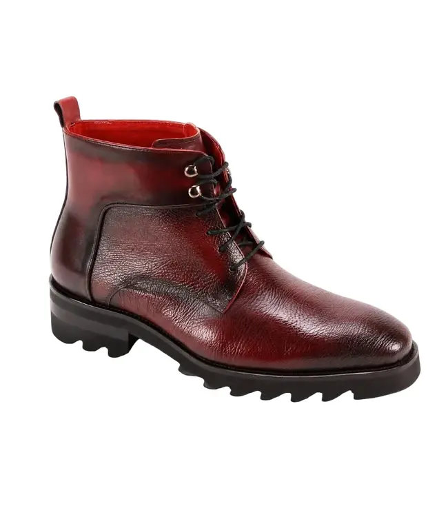Giovanni Giovanni - Textured Leather Lace-Up Boots