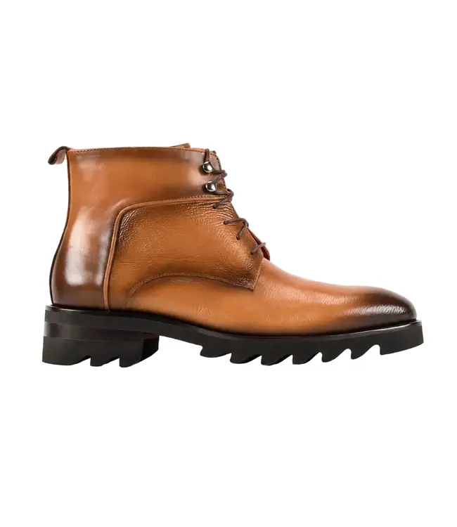 Giovanni Giovanni - Textured Leather Lace-Up Boots