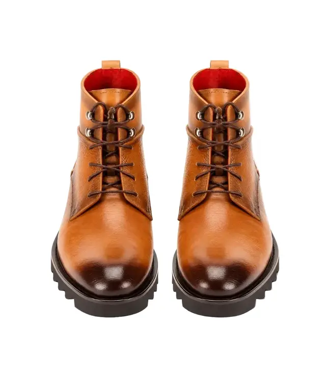 Giovanni Giovanni - Textured Leather Lace-Up Boots