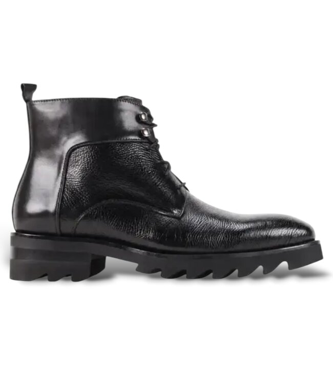 Giovanni Giovanni - Textured Leather Lace-Up Boots