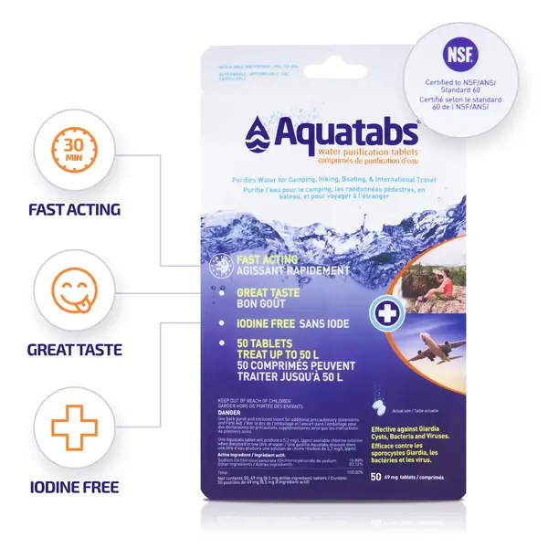 Aquatabs Water Purification Tablets 1L Pkg /50