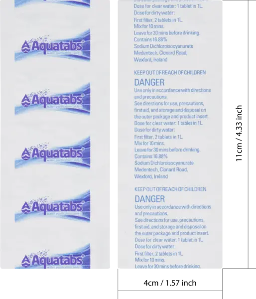 Aquatabs Water Purification Tablets 1L Pkg /50