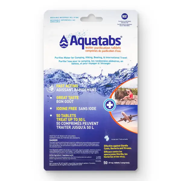 Aquatabs Water Purification Tablets 1L Pkg /50