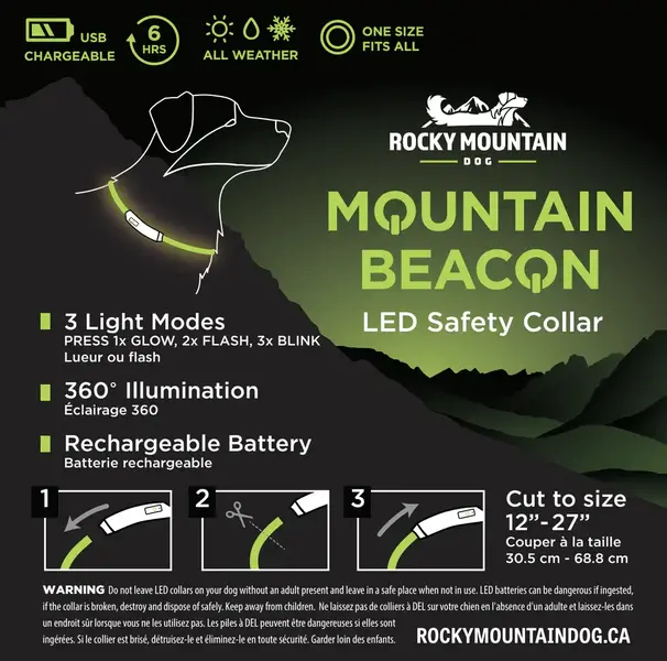 Rocky Mountain Dog Mountain Beacon Led Safety Collar