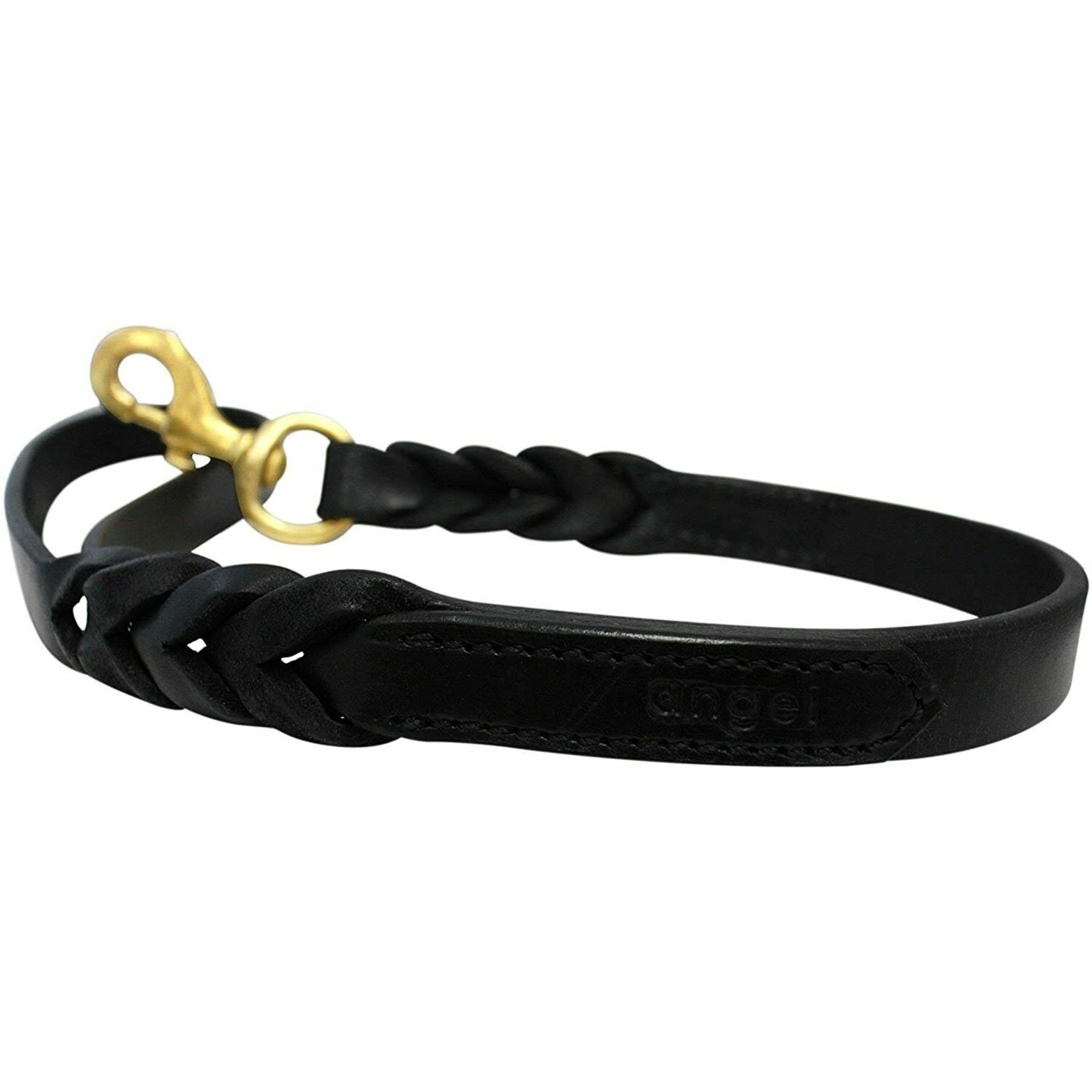 Angel Pet Supplies Angel: Black Braided Leather Leash 2' x 3/4"