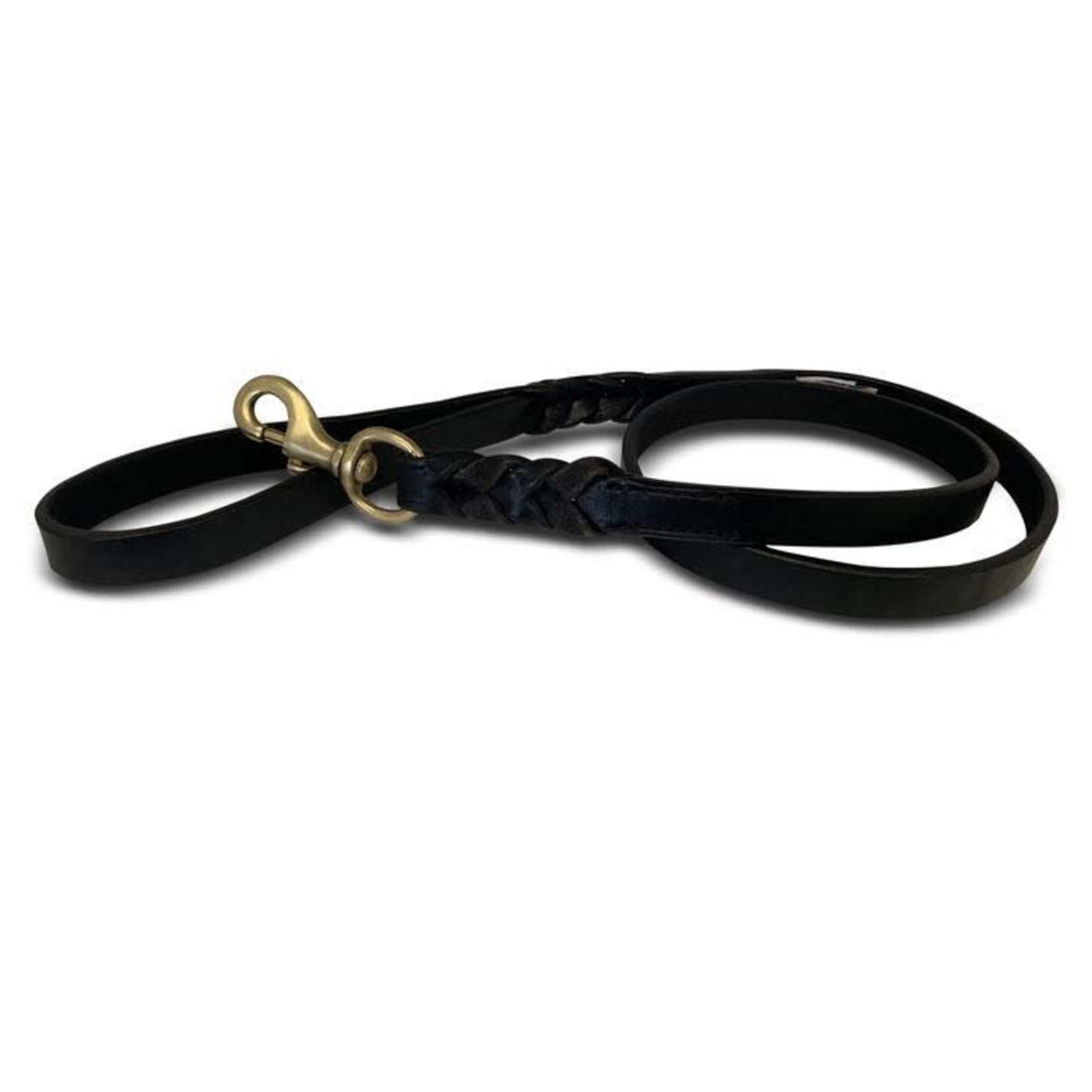 Angel Pet Supplies Angel: Black Braided Leather Leash 4’ x 3/4”