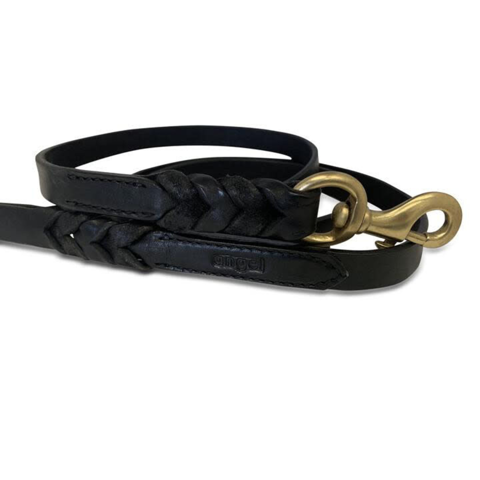 Angel Pet Supplies Angel: Black Braided Leather Leash 6’ x 3/4”