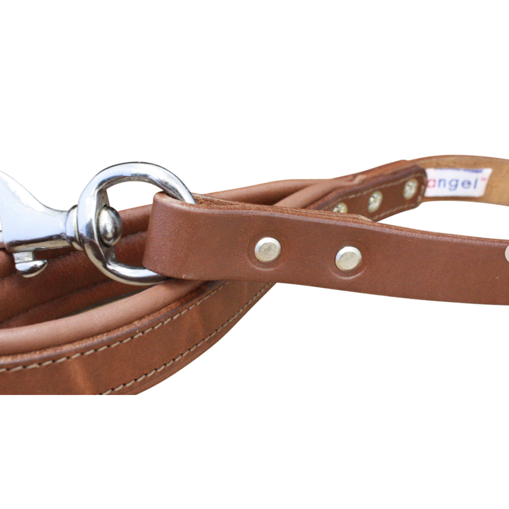 Angel Pet Supplies Angel: Brown Dallas Leather Padded Handle Leash 2’ x3/4”