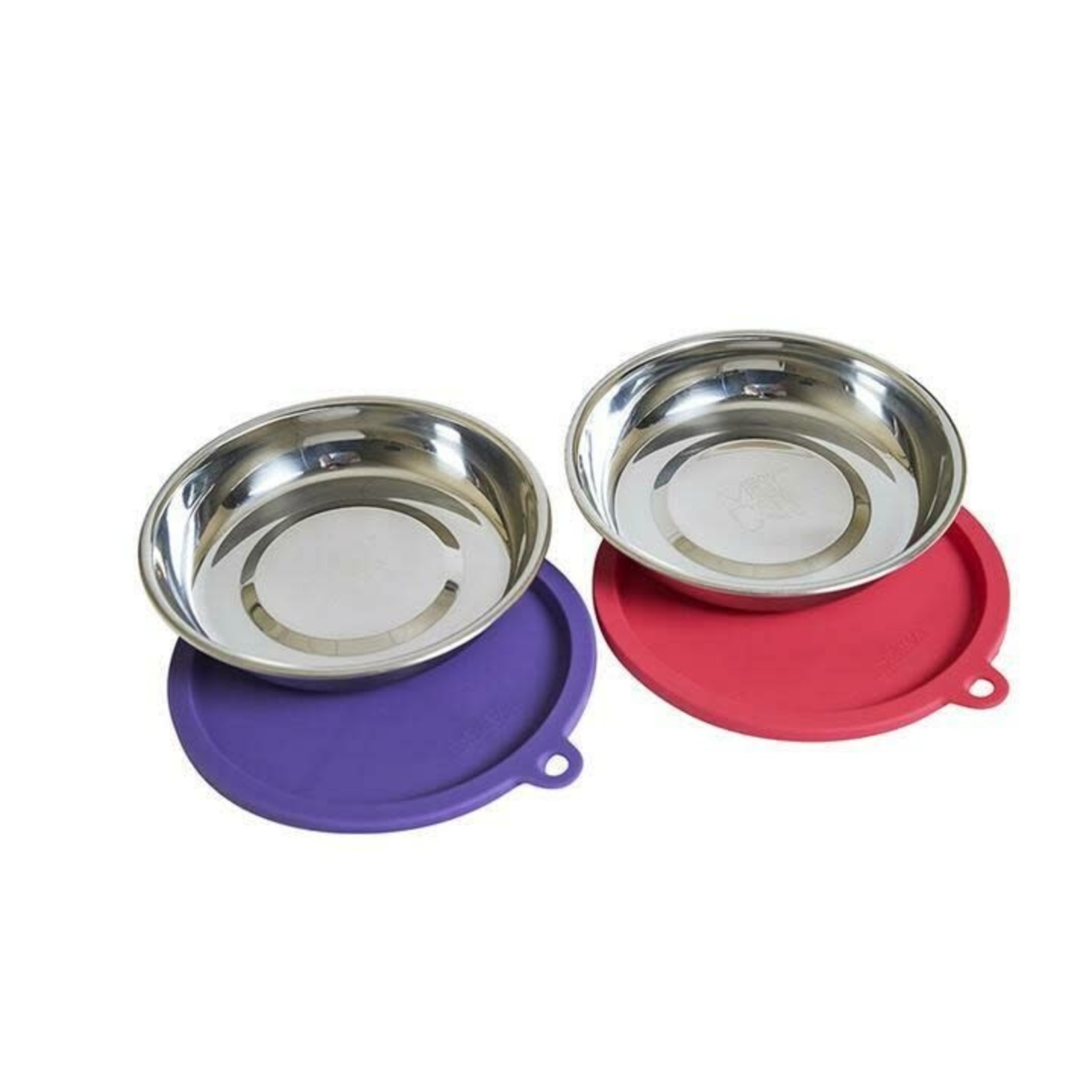 Messy Cats Messy Cats: Stainless Saucers with Silicone Lids: 4pc Set