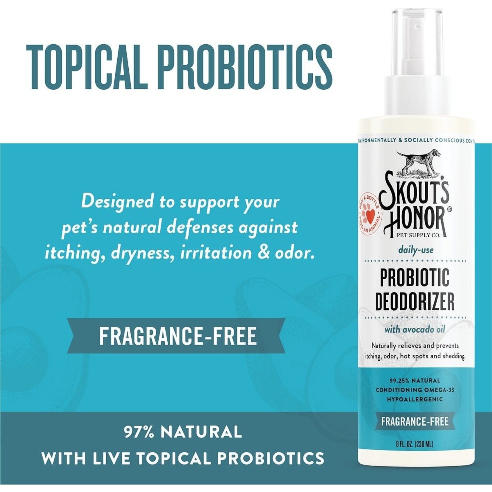 Skout's Honor Skout’s Honor: Probiotic Deodorizer: Fragrance Free 8oz