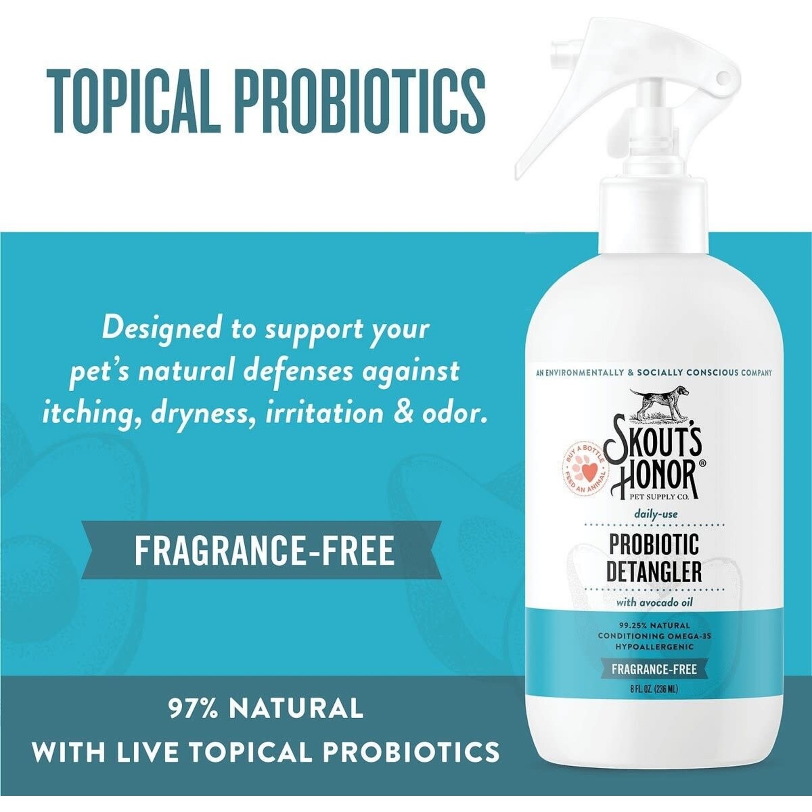 Skout's Honor Skout’s Honor: Probiotic Detangler: Fragrance Free 8oz