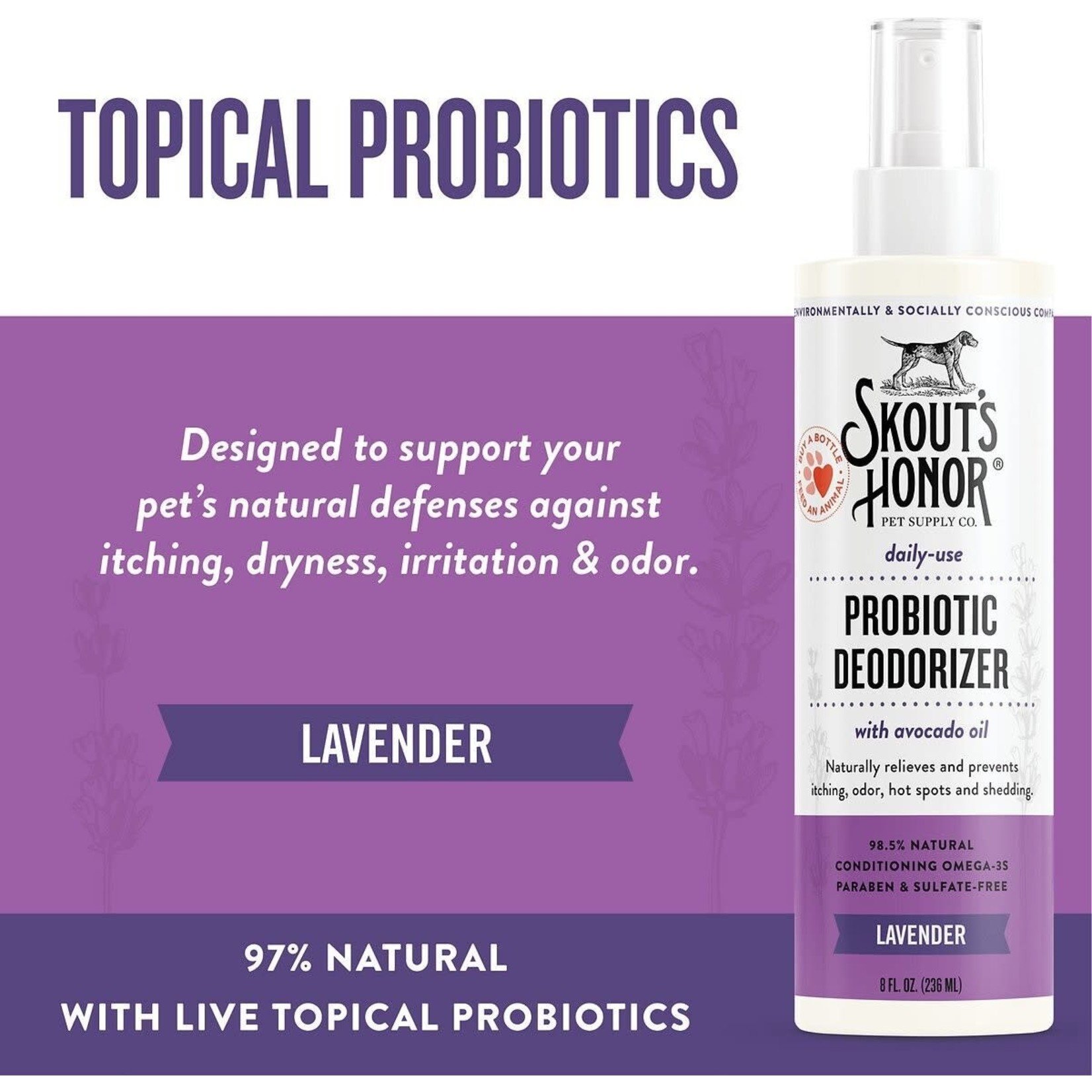 Skout's Honor Skout’s Honor: Probiotic Deodorizer: Lavender 8oz