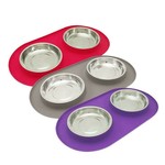 Messy Cats Messy Cats: Double Silicone Feeder: Stainless Saucers M