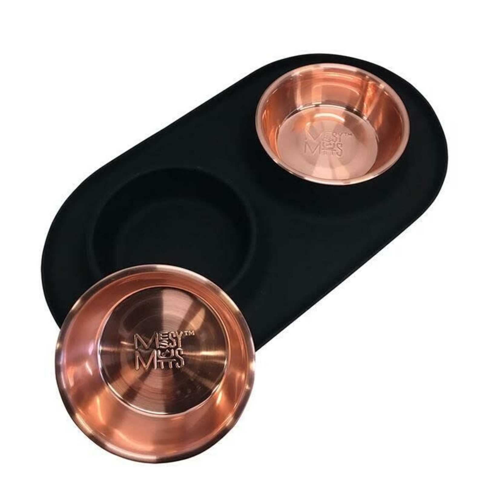 Messy Mutts Messy Mutts: Double Silicone Feeder: Stainless Copper Saucers