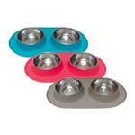 Messy Mutts Messy Mutts: Double Silicone Feeder: Stainless Saucer M