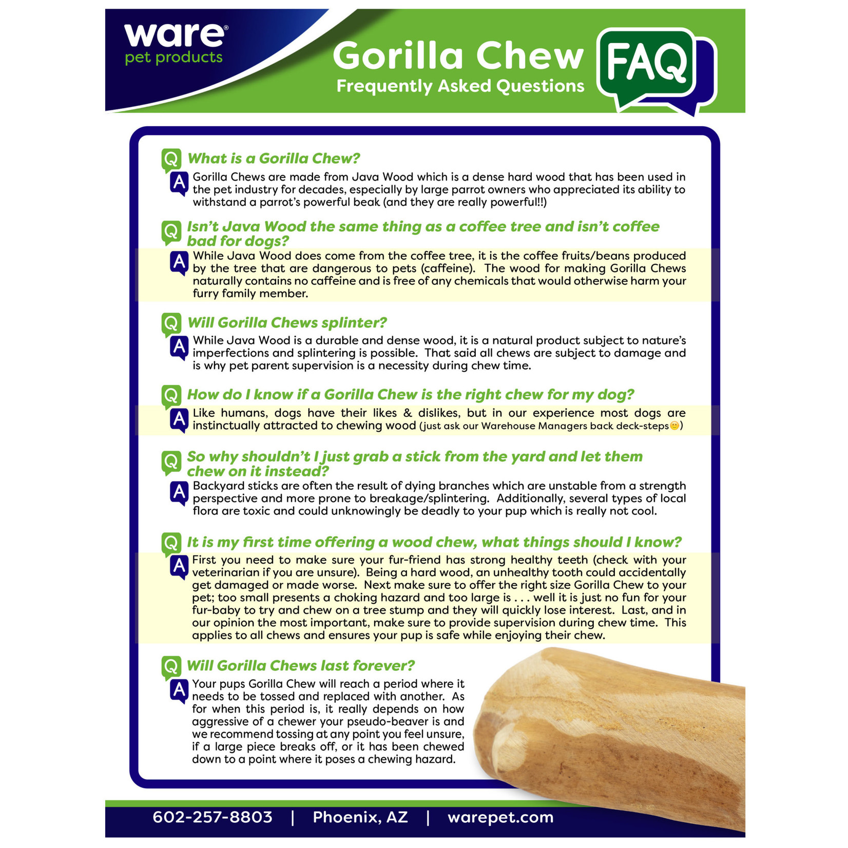 Ware Ware: Natural Wood Gorilla Chew