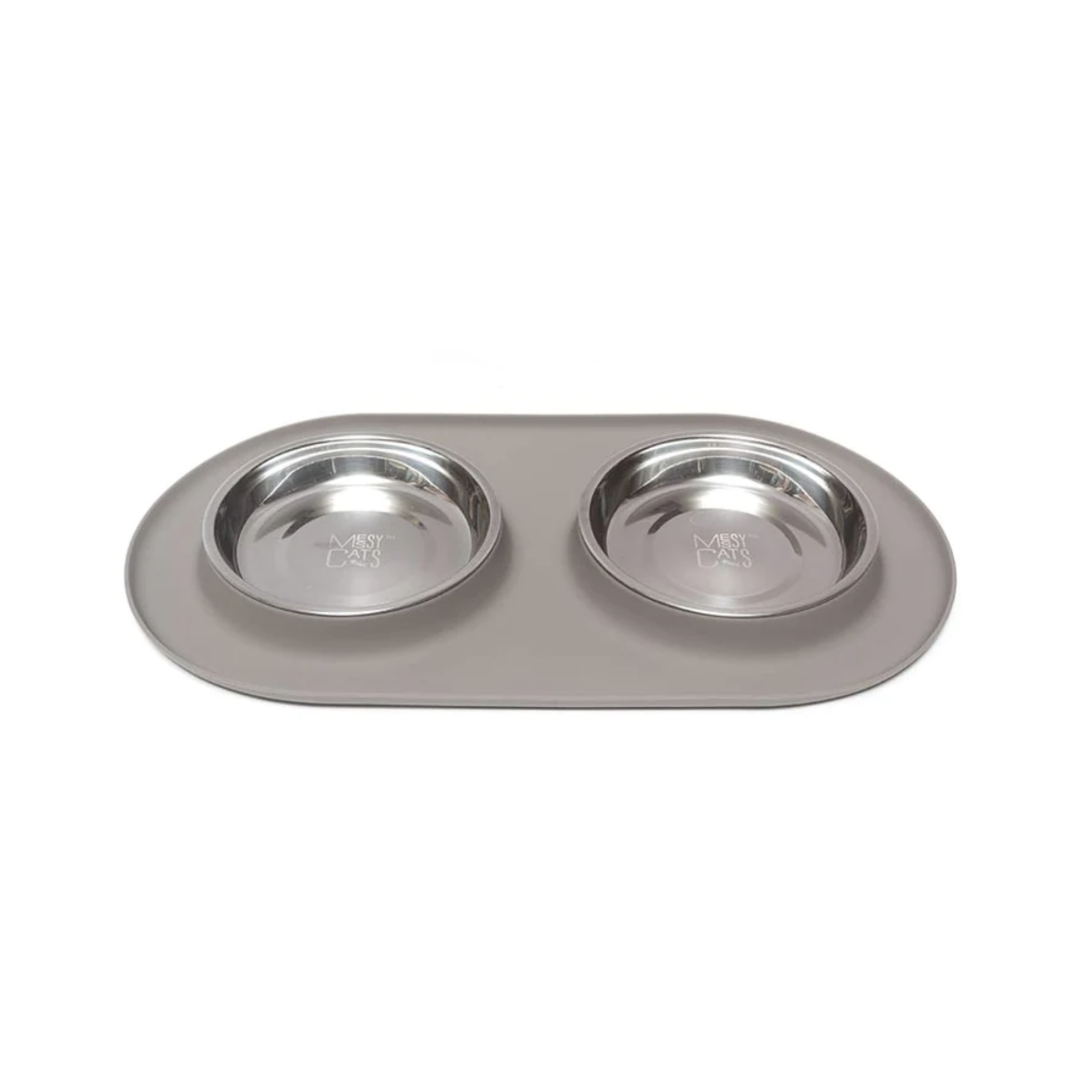 Messy Cats Messy Cats: Double Silicone Feeder: Stainless Saucers M