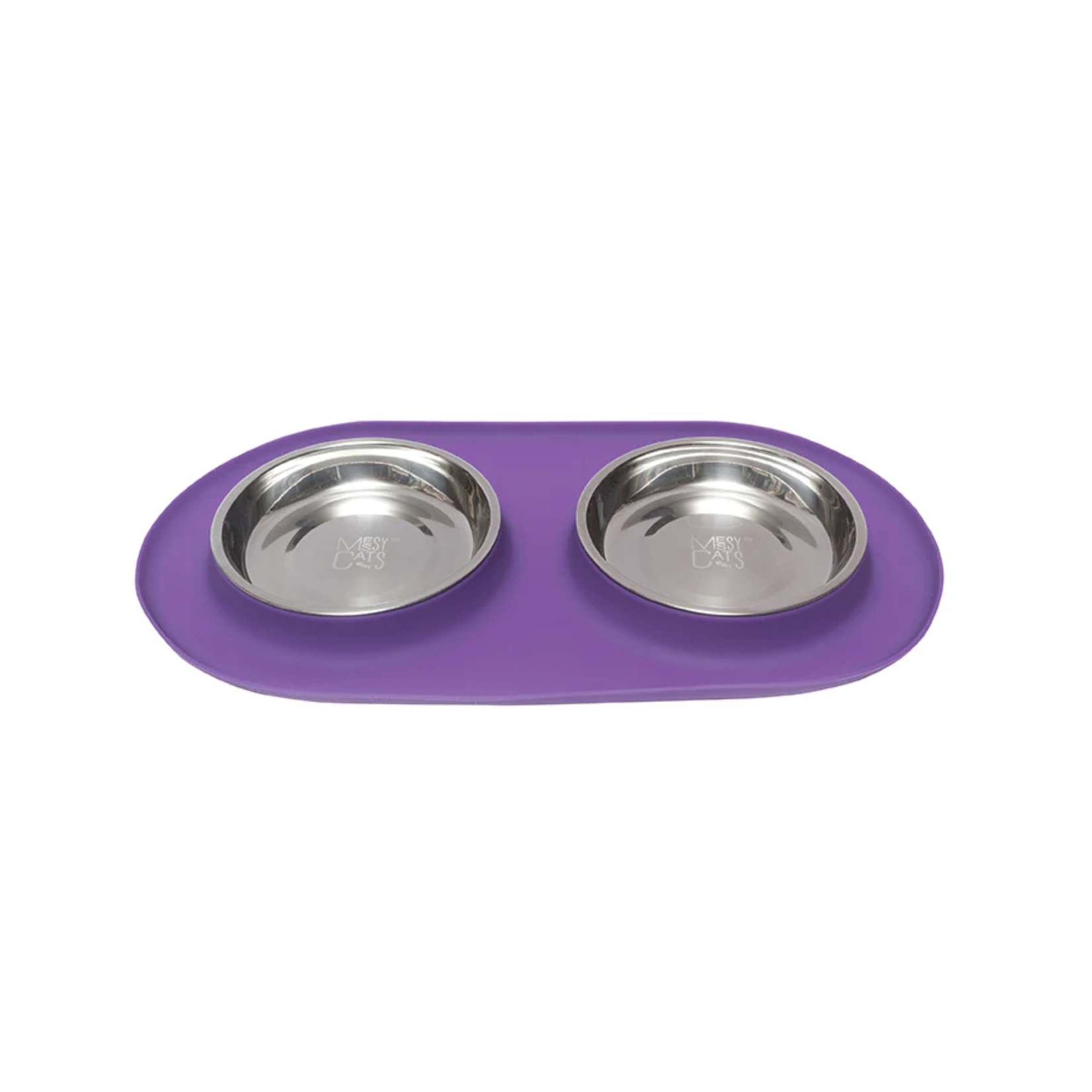 Messy Cats Messy Cats: Double Silicone Feeder: Stainless Saucers M