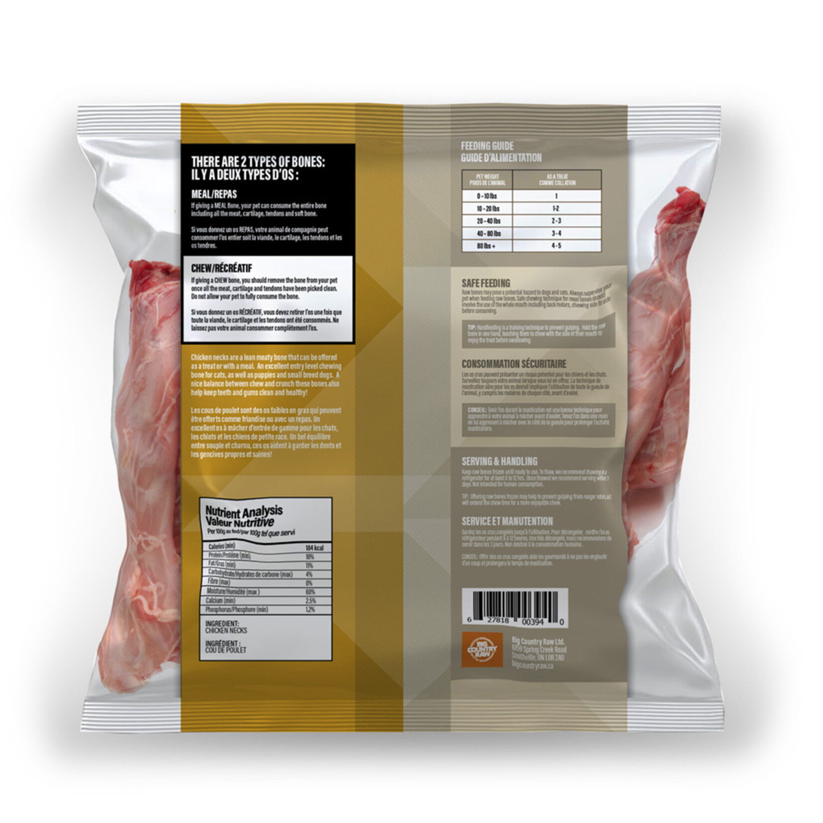 Big Country Raw Big Country Raw: Meal Bone: Chicken Necks 1lb Bag