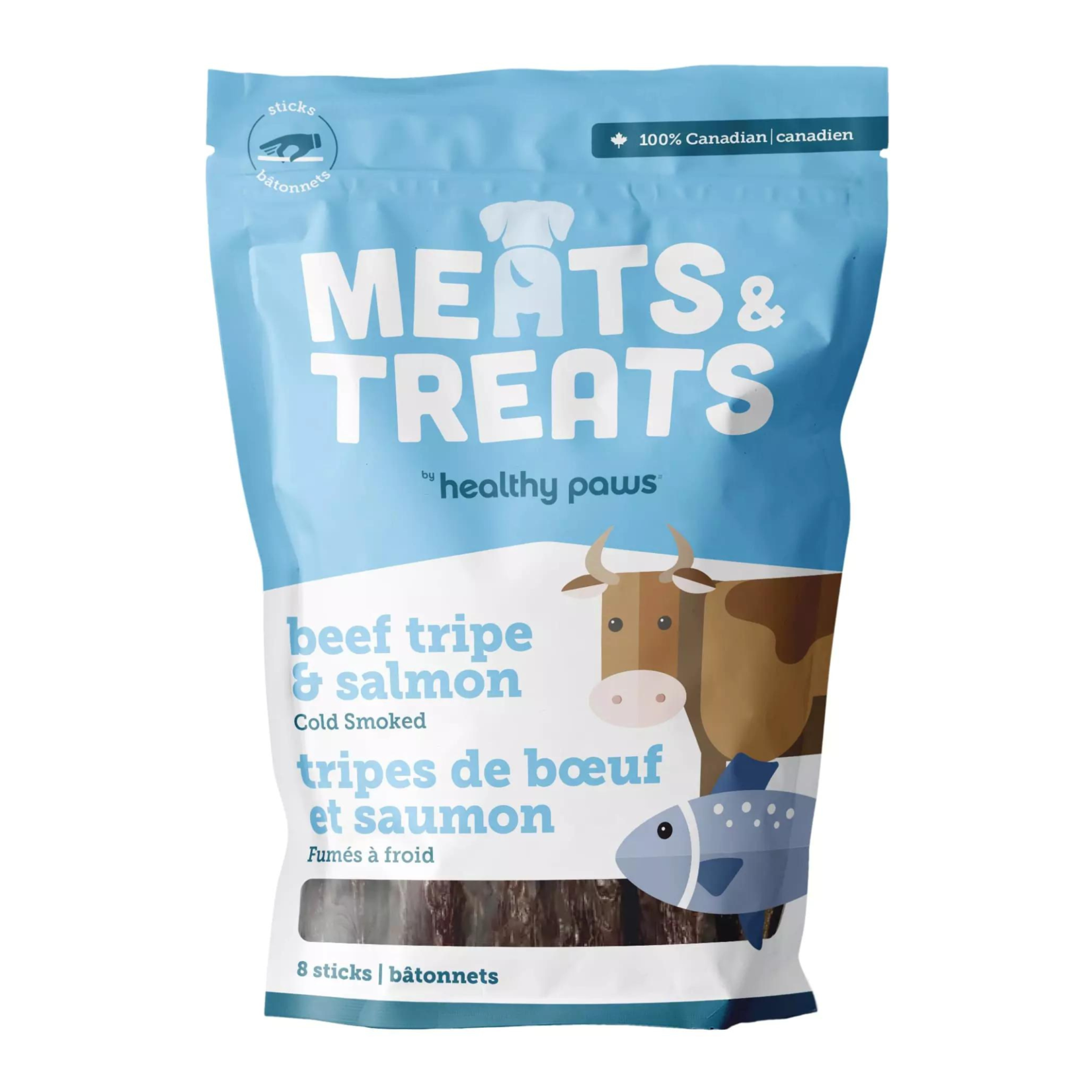 Healthy Paws Healthy Paws: Meats & Treats: Cold-Smoked Salmon & Beef Tripe Sticks