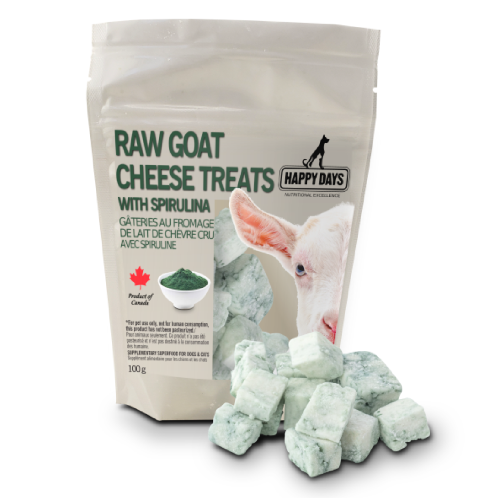 Happy Days Happy Days: Raw Goat Cheese Treats with Spirulina 100g